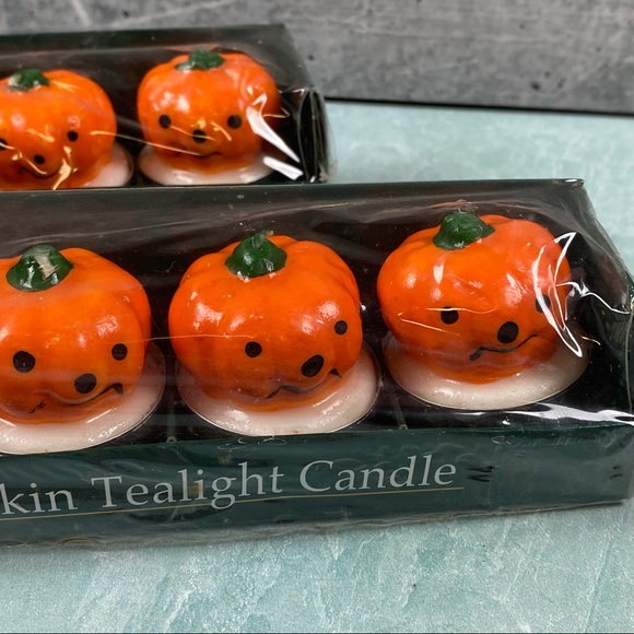 New in package 8 Jack-o-lantern tealights orange - Picture 3 of 5
